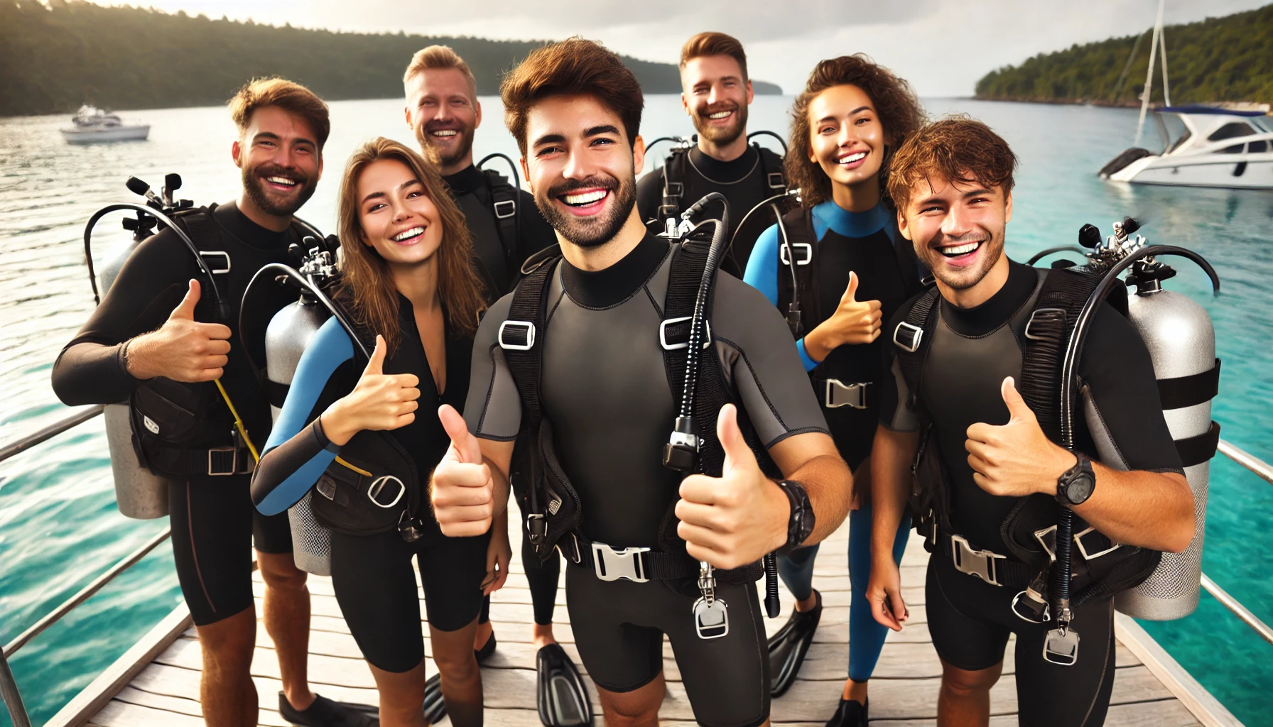 Mergulhadores felizes
